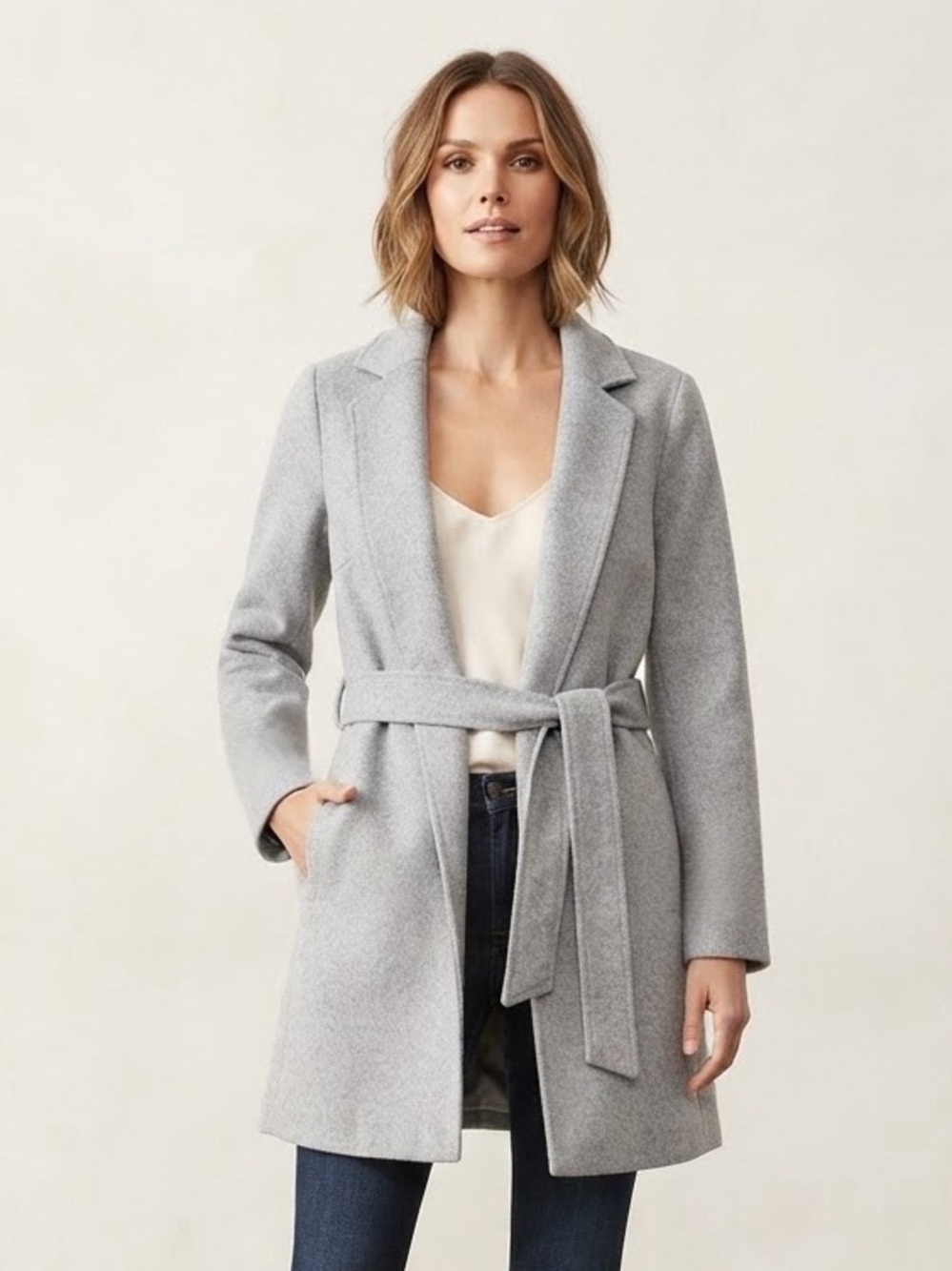 Rachel Zoe Wool-Blend Wrap Trench Coat with Belt